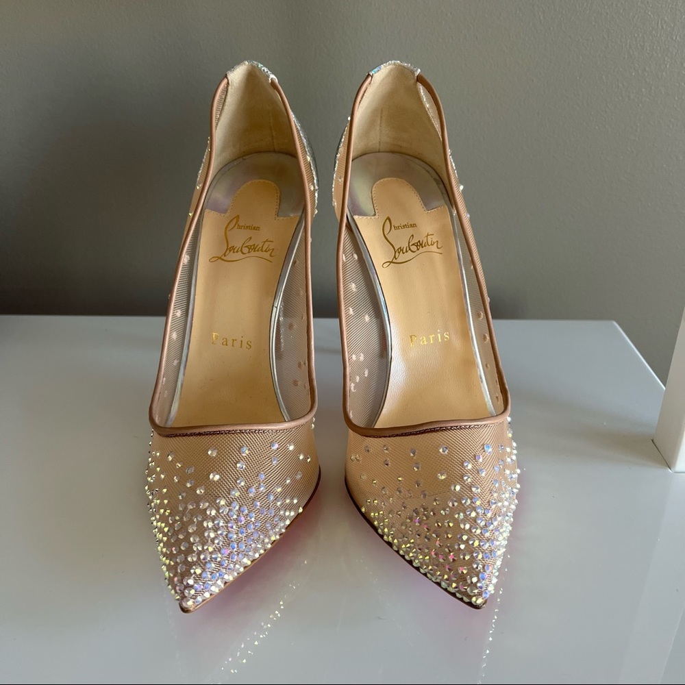 Christian Louboutin Follies Strass Pointed Toe Pump NWOT nerver worn Bridal Glam - Picture 2 of 13